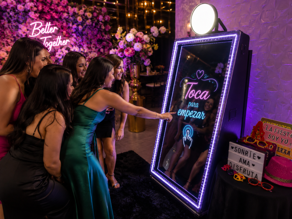 Espejo mágico interactivo para fiestas de 15 años y celebraciones especiales